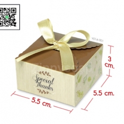 กล่องใส่สบู่ มีโบว์ฝาหยัก ใบไม้เขียว 60ชิ้น 5.5*5.5*3 cm