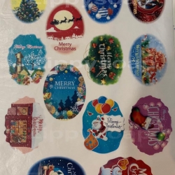 กระดาษเดคูพาจ ลายวงรี คริสมาส Christmas 1 แผ่น