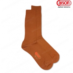 Carson ถุงเท้านักเรียนไนล่อน ลอนเล็ก ข้อยาว สีน้ำตาล