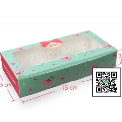 กล่องสีเขียวลายดอกไม้ โชว์สินค้า 60ชิ้น 15 x 7.5 x 3 ซม 004957