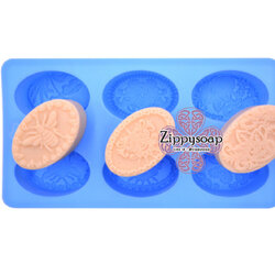 แม่พิมพ์ซิลิโคน วงรีลายวินเทจคละลาย6ช่อง 80g 007719