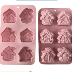 แม่พิมพ์ซิลิโคน รูป บ้าน 6.1*6.7*3 cm 85-90 g 6ช่อง 005679