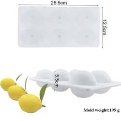 แม่พิมพ์ซิลิโคน เลม่อน มะนาว 6 ช่อง 3D 5*7*3cm 100g 005404