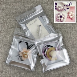 ซองซิปหน้าใสหลังกรอบเทา 12x13 cm. 50 ชิ้น