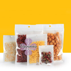 ซองซิปหน้าใสพื้นหลังขาวมีรูแขวน 100 ชิ้น กรุณาเลือกไซด์