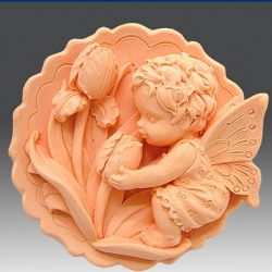 แม่พิมพ์สบู่ รูปนางฟ้า + ดอกทิวลิป 115g