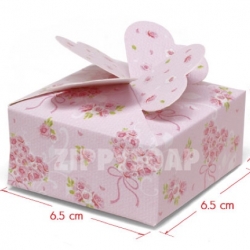 กล่องสบู่กระดาษ ลายช่อดอกไม้ สีชมพู 60 ชิ้น 6.5*6.5*3 cm
