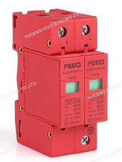 Surge แบบ SPD DC ขนาด 20-40kA 500V 2P (FEO)