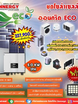 ชุดโซล่าเซลล์ ออนกริด ECO 05 ชุดสุดคุ้มต้อนรับปีใหม่ ลดค่าไฟ-ขายไฟ