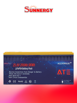 ATE ALLTOPELEC Battery LiFePO4 แบตเตอรี่โซล่าเซลล์ ชนิดลิเธียมฟอสเฟต 25.6V 200Ah