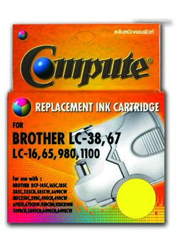 ตลับน้ำหมึกอิงค์เจ็ท คอมพิวท์ For BROTHER LC-38 / LC-67 (Yellow)