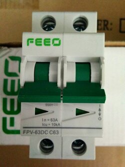 Breaker แบบ MCB DC ขนาด 63A 550V 2P (FEO)