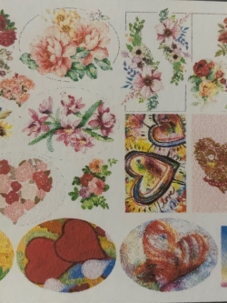 กระดาษเดคูพาจวาเลนไทน์ คละลาย กุหลาบหัวใจ 1แผ่น