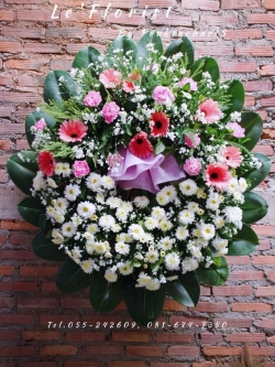 W49พวงหรีดดอกไม้สด