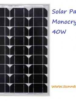 แผงโซล่าเซลล์ ชนิด Mono-Crystalline ขนาด 40W