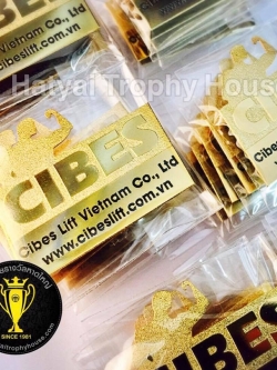 ป้ายชื่อทองเหลือง ชุบทองไดคัท โลโก้ทองแวว