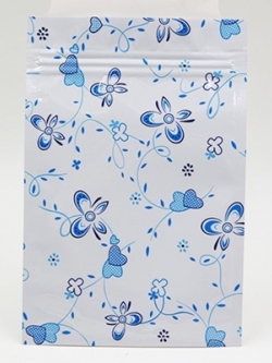 ซองซิปลายดอกไม้สีฟ้าพื้นหลังขาว ขนาด 8x12 cm. 100 ชิ้น