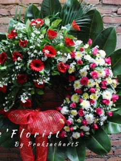 W41พวงหรีดดอกไม้สด