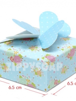 กล่องสบู่กระดาษ ลายดอกไม้ สีฟ้า 60 ชิ้น 6.5*6.5*3 cm