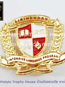 เข็มกลัดโลหะ ตราโรงเรียนชุบทองลงสี