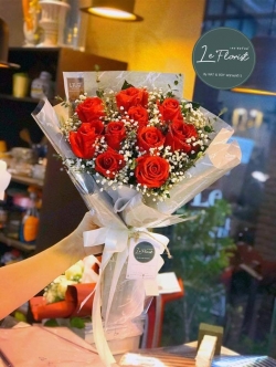 Red Rose with Gray Marble Paper