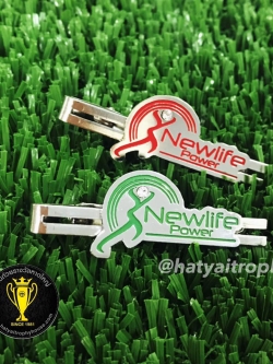 เข็มหนีบไทด์ ทองเหลืองชุบนิเกิล ติดพลอย