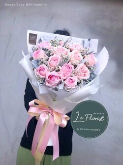 14 Thai Pink Rose Bouquet Wuth Marble Paper