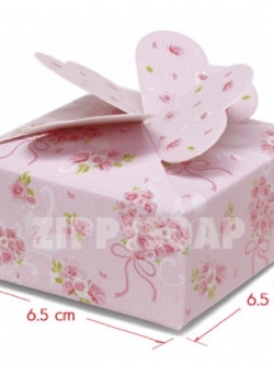 กล่องสบู่กระดาษ ลายช่อดอกไม้ สีชมพู 60 ชิ้น 6.5*6.5*3 cm