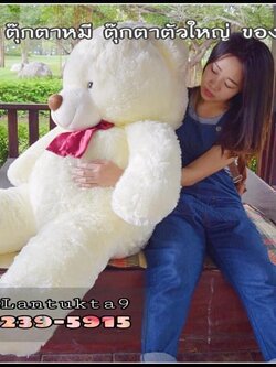 ตุ๊กตาหมีสีขาว อ้วนโบว์แดง 42นิ้ว