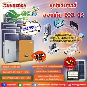 ชุดโซล่าเซลล์ ออนกริด ECO 06 ชุดสุดคุ้มต้อนรับปีใหม่ ลดค่าไฟ-ขายไฟ