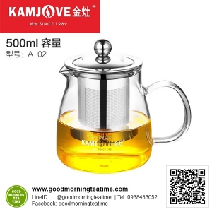 แก้วชงชาเกรดเอ ยี่ห้อ KAMJOVE ขนาด 500 ml.พร้อมที่กรองใบชาสแตนเลส