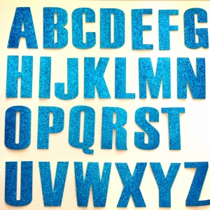 ตัวรีดA-Z กากเพชรสีฟ้า E5 (ผ้าหนังเทียม)