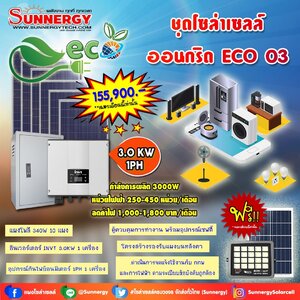 ชุดโซล่าเซลล์ ออนกริด ECO 03 ชุดสุดคุ้มต้อนรับปีใหม่ ลดค่าไฟ-ขายไฟ