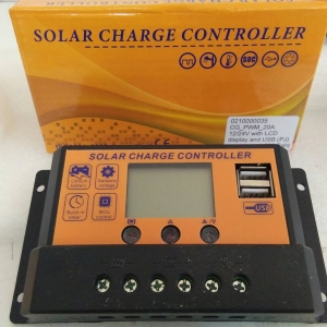 ตัวควบคุมการชาร์จแบตเตอรี่ แบบ PWM_20A 12/24V with LCD display and USB (PJ)