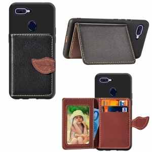 Case OPPO F9 / Pre-Order * เคสใบลิ้นจี่เนื้อลิ้นจี่ PU TPU พร้อมช่องเสียบการ์ด *