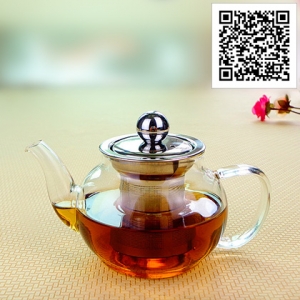 กาน้ำชาแก้วใส พร้อมที่กรองใบชาแสตนเลส ขนาด 200 ml.