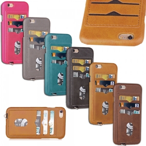 Case iPhone 6s Plus / 6 Plus / Pre-order * เคสหนัง PU เคลือบปกโทรศัพท์แข็งกับ 3 ช่องเสียบการ์ด *