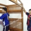 เตียงไม้สัก3ฟุตครึ่ง 2ชั้นบันไดลิ้นชัก