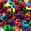 ลูกปัดลายกะโหลกคละสี 25 ชิ้น
