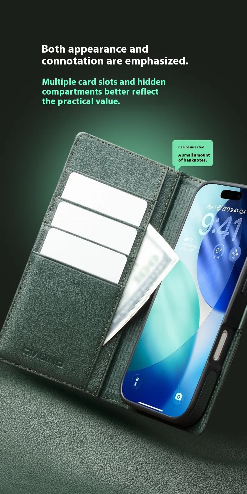 Case iPhone 17 Pro Max # Pre-order * QIALINO เคสหนังแบบถอดได้เข้ากันได้กับ MagSafe เคสโทรศัพท์หนังวัวแท้ *