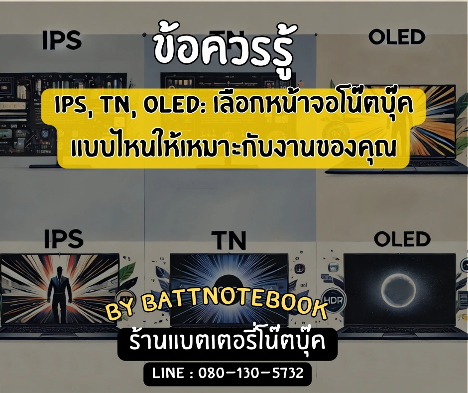 เปรียบเทียบจอโน๊ตบุ๊ค IPS, TN, OLED