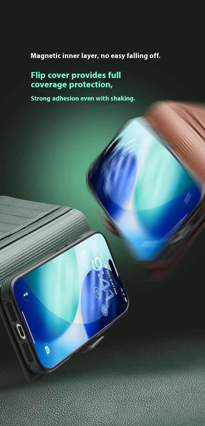 Case iPhone 17 Pro Max # Pre-order * QIALINO เคสหนังแบบถอดได้เข้ากันได้กับ MagSafe เคสโทรศัพท์หนังวัวแท้ *