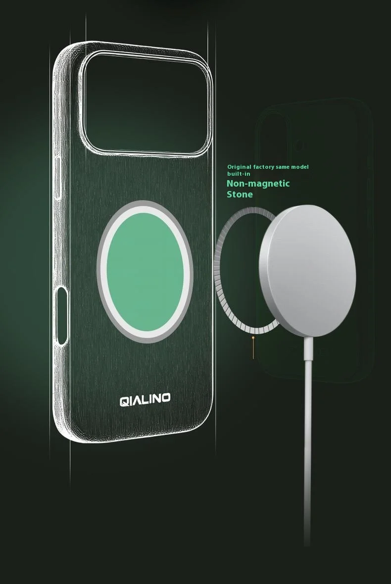 Case iPhone 17 Pro Max # Pre-order * QIALINO เคสหนังแบบถอดได้เข้ากันได้กับ MagSafe เคสโทรศัพท์หนังวัวแท้ *