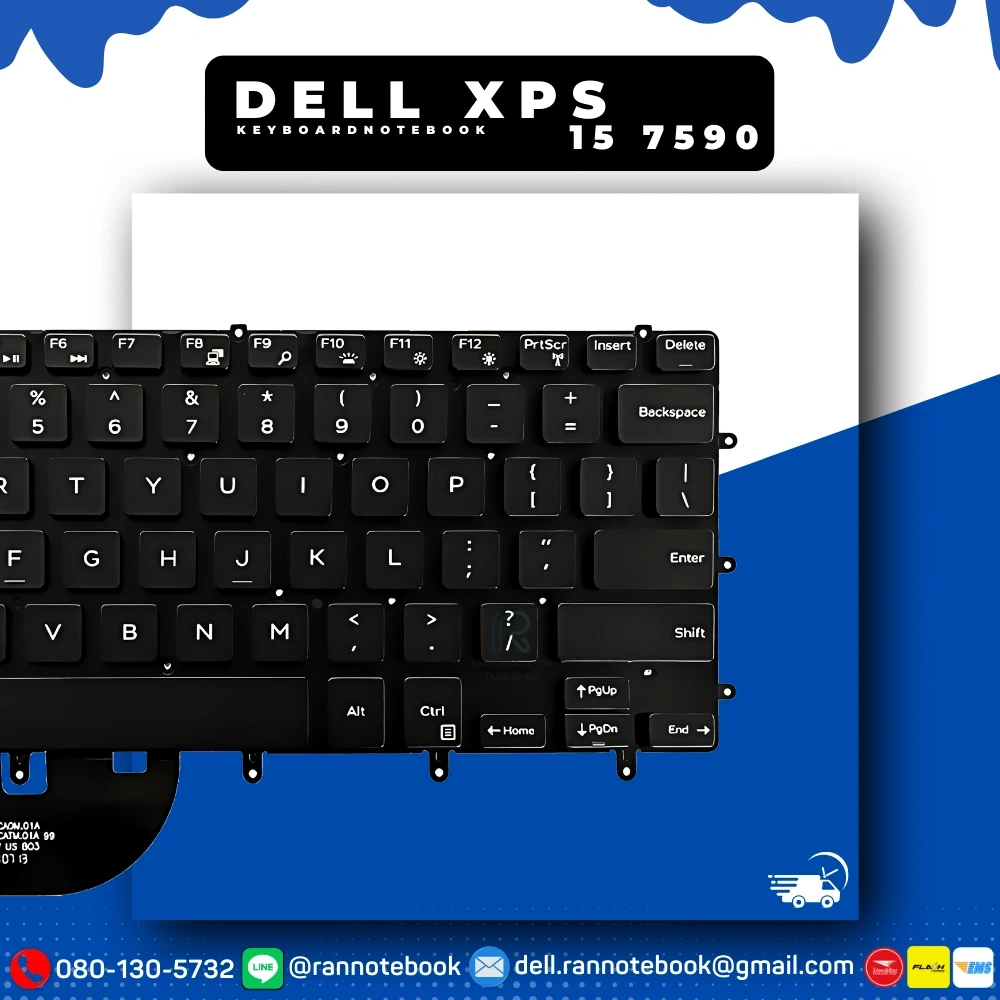 คีย์บอร์ดโน๊ตบุ๊ค Dell XPS 15 7590 Backlit แท้ประกันศูนย์ Dell