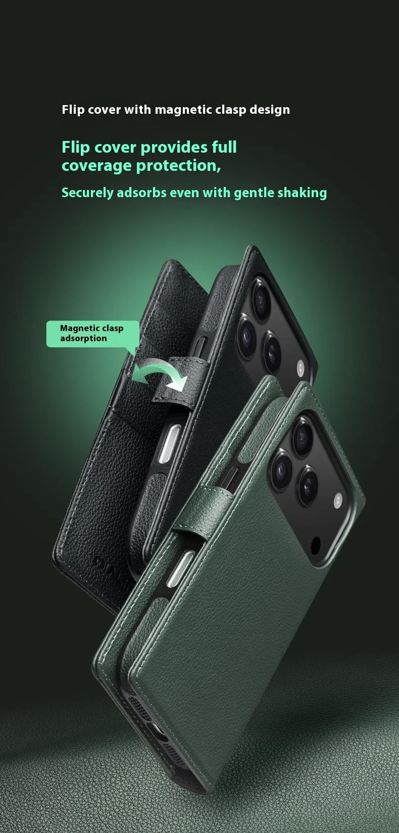 Case iPhone 17 Pro Max # Pre-order * QIALINO เคสหนังแบบถอดได้เข้ากันได้กับ MagSafe เคสโทรศัพท์หนังวัวแท้ *